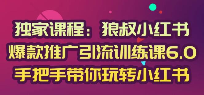 狼叔小红书爆款推广引流训练课6.0