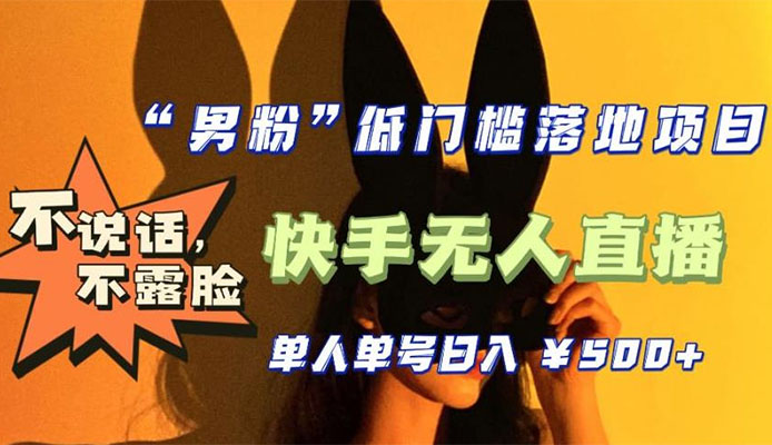 零基础单人单号单晚500+，不说话，不露脸，4月最新超皮实快手无人直播